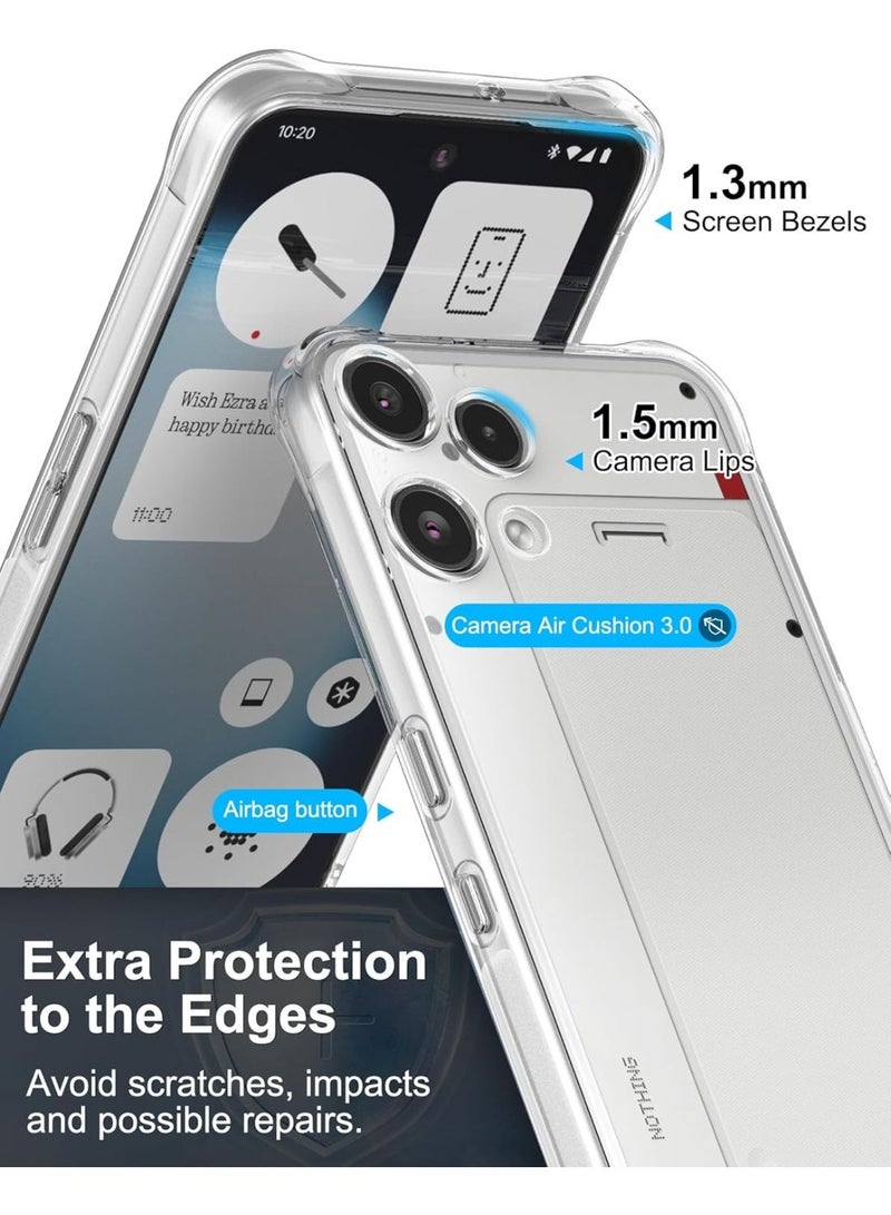 جراب حماية شفاف مقاوم للصدمات لهاتف Nothing Phone 3a Lite [مضاد للاصفرار]، جراب حماية 360 درجة، غطاء خلفي شفاف من مادة TPU، جراب حماية لهاتف Nothing Phone 3a Lite (غطاء شفاف) - Image 4